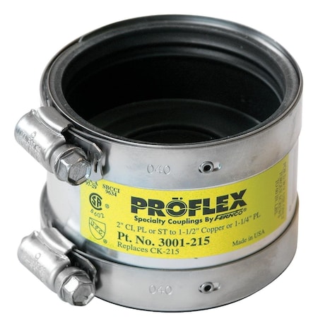 Proflex 2 In. x 2 In. PVC Shielded Coupling - Cast-Iron, Plastic, Steel to Copper P3001-22